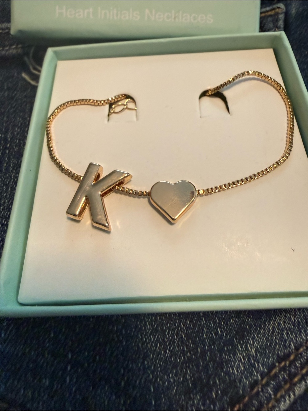 Initial K Heart Pendant Necklace - Gold